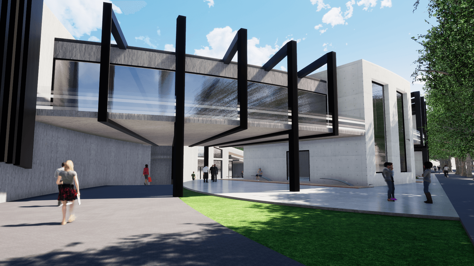 Zonificacion 3D explotada de REGEN, siete programas coloreados